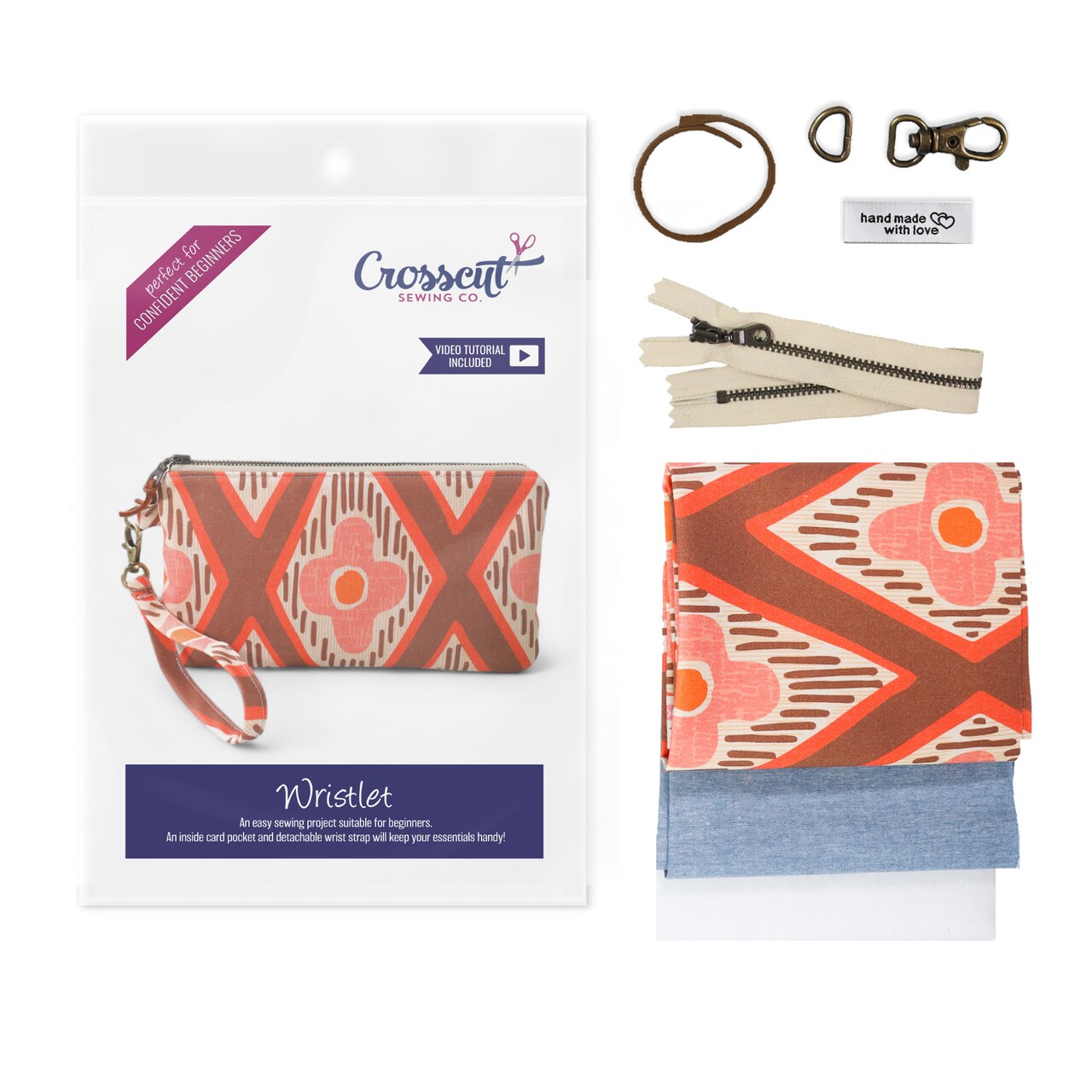 Crosscut Sewing Co.® Wristlet Sewing Kit - Beginner Sewing Project Kit